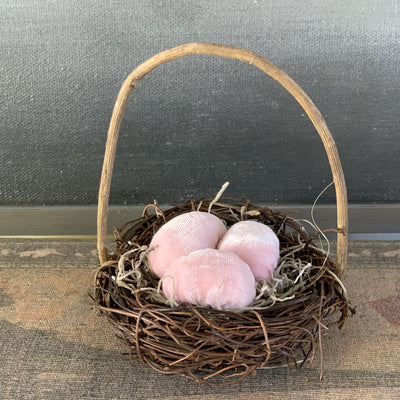 Spring Nest Basket Style with 3 Eggs